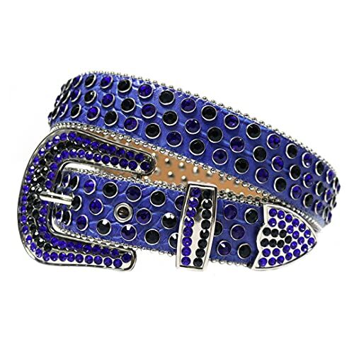 Dsimilarl Luxury Western Belt Moda Strass Cintura Diamante Borchiato Cintura Uomo Donne Bling Strap Cinto De Strass Jeans Blu Scuro 38