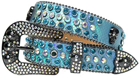 Dsimilarl Oro Western Strass Cintura Cranio Cintura Per Le Donne Degli Uomini Diamante Tempestato Moda Lusso Fibbia Jeans Vita Cinturones Para Mujer Lago Blu 48 pollici