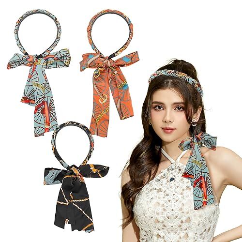 ELicna 3 Piece Knotted Headbands Set Boho Fashion Hair Accessories with Tassels, Adjustable Bow Braid Hairband for Women and Girls in 3 Colors, Stylish Head Bands for Trendy Outfits