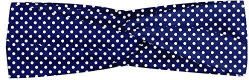 ABAKUHAUS Blu navy Fascia per Capelli, Nautical Polka Dots, Elastico e Morbido per lo Sport e l'Uso Quotidiano per Donna, Navy Blu Bianco