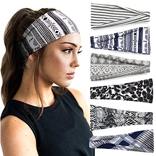 DRESHOW 6 Pezzi Fasce per Capelli Yoga In Esecuzione Elastico Cerchietti Turbante Fascia Accessori Cerchietti per Donna Ragazze