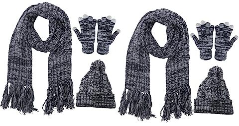 GALPADA 2 Set Cappello Di Lana Autunno Inverno Completi Da Sci Per Donna Berretto Per Il Freddo Guanti Da Sci in Maglia Guanti Caldi Lavorati a Maglia Filato Tuta Da Sci Da Donna Morbido