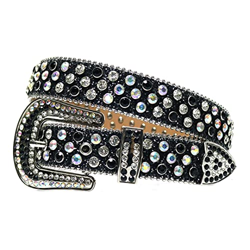 Dsimilarl Lusso Western Belt Moda Strass Cintura Diamante Borchiato Cintura Uomini Donne Bling Strap Cinto De Strass Jeans Colorato Nero 38 pollici