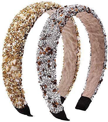 TOOYOO 2 Pezzi Accessori per Capelli Donna Cerchietti per Capelli Decorato con Diamanti Sintetici e Cristalli,Cerchietto per Capelli Strass, per Donna Ragazza Accessori di Capelli (D'oro+Argento)