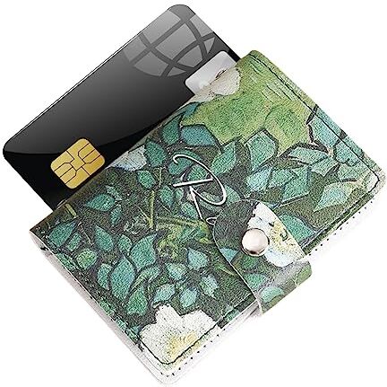 Lambo Porta carte di credito per donna Organizer per custodia porta carte floreale anti-smagnetizzazione,Portafoglio tasca frontale, porta carte in pelle PU per certificati, carte bancarie