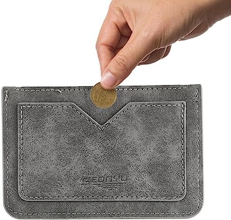 HAMIL Portafoglio Portacarte Donna, Portafogli con tasca frontale sottile con cerniera, Porta Carte di Credito da Donna, Porta Carte per Monete, Banconote, Carte di Credito