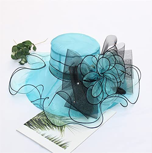 Youllyuu Estate Organza Fascinators Cappello Donne Abiti da Sposa Cappelli Wide Brim Tea Party Chiesa Sun Cap