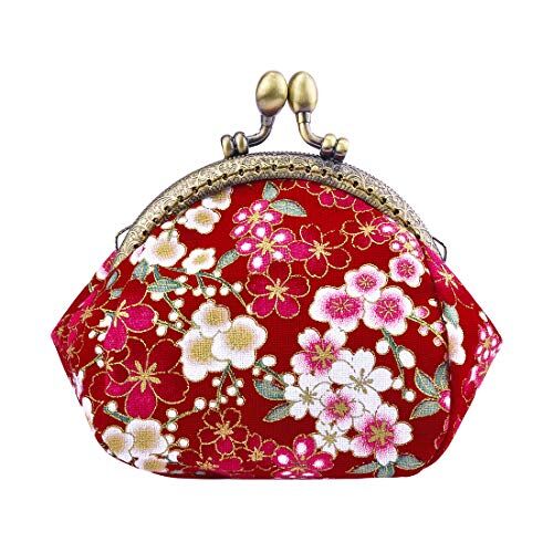 Oyachic Floreale Mini Portamonete in Tela Coin Purs Portafoglio Donna Women's Wallet Borsa Portamonete con chiusura Clic-Clac