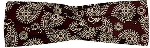 ABAKUHAUS Brown Paisley Fascia per Capelli, Oriental Art damasco, Elastico e Morbido per lo Sport e l'Uso Quotidiano per Donna, Castano guscio d'uovo