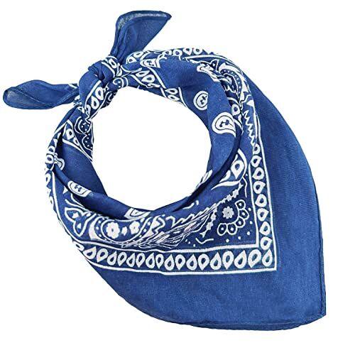 JOPHY & CO. BANDANA 100% cotone SET da 3/5/10 per Donna Uomo Bambini Unisex Tinta Unica e/o con Motivo Paisley COD. A644 (Set 1 pz, Paisley, Royal)