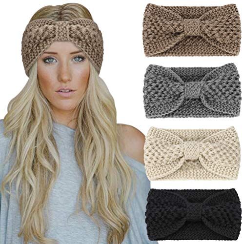 DRESHOW 4 Pezzi Fasce per Capelli Tessuto di Lana Turbante Fascia da Donna Invernale Accessori Cerchietti per Donna Ragazze