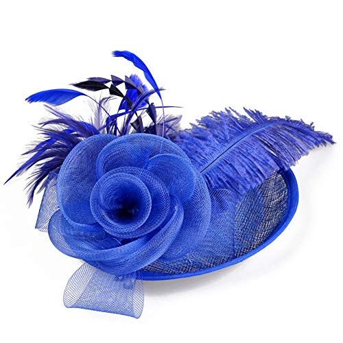 HKSICHENGKEJIUK Fascinator Cerimonia Donna Cappello Clip Capelli Fiore Mesh Wedding Race Headband Cocktail Cappello Elegante Royal Ascot Floreale Derby Donne Wedding Tea Party Chiesa Fermaglio per Capelli