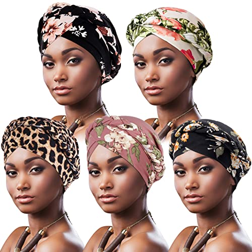 DRESHOW Donne Africane Turbante Pre-Legato Copricapo a treccia Testa Avvolge Cappello Boho Turbante Chemio Cap Elastico Annodato Berretto