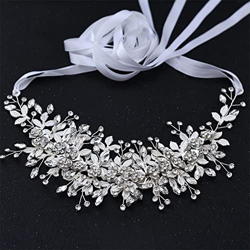 Youllyuu Brillante strass abiti da sposa cintura donne cinture di cristallo lega fiore cintura cinghie da sposa bianco