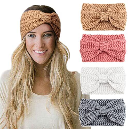 DRESHOW 4 Pezzi Fasce per Capelli Tessuto di Lana Turbante Fascia da Donna Invernale Accessori Cerchietti per Donna Ragazze