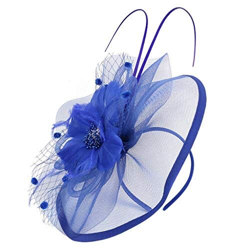 Generic Fascinators Cerchietto per capelli da donna, con clip per cocktail e matrimoni, per ragazze e calcio, taglia unica, colore: blu