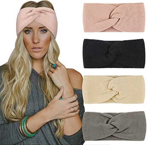 DRESHOW 4 Pezzi Fasce per Capelli Tessuto di Lana Turbante Fascia da Donna Invernale Accessori Cerchietti per Donna Ragazze