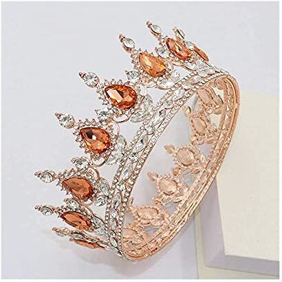 YTGLQAZ Accessori Per Capelli Fasce Per Le Donne Diademi Di Cristallo Dorati Corona Rotonda Royal Queen King Crowns Diadema Prom Accessori Per Gioielli Per Capelli Da Sposa (Colore Metallo: 19)