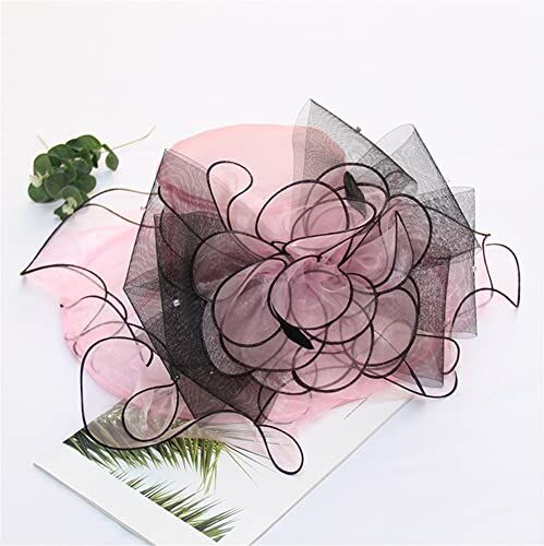 Youllyuu Estate Organza Fascinators Cappello Donne Abiti da Sposa Cappelli Wide Brim Tea Party Chiesa Sun Cap