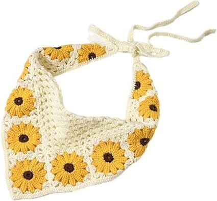 OSKOUR Cinturino Tai-Chi Girasole Capelli all'uncinetto Bandana Sciarpa per capelli Fasce a triangolo Fascia per capelli all'uncinetto Fazzoletto per la testa per donne e ragazze