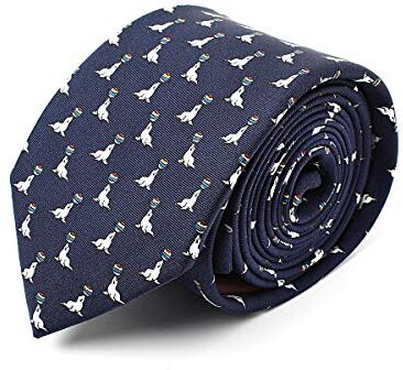 BRERA 67 Cravatta Uomo Blu Foche Elegante in Seta   Cravattino per Completo 150x7   Cravatte Slim per Vestito da Cerimonia e per Abiti da Lavoro