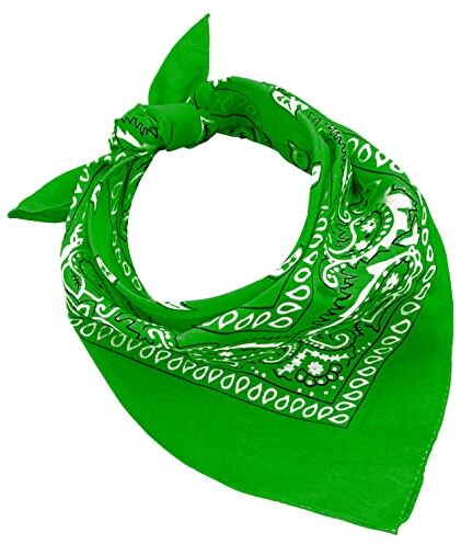 JOPHY & CO. BANDANA 100% cotone SET da 3/5/10 per Donna Uomo Bambini Unisex Tinta Unica e/o con Motivo Paisley COD. A (Set 10 pz, Paisley, Verde)