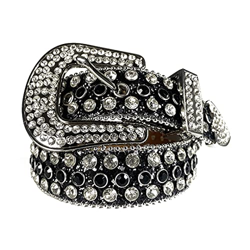 Dsimilarl Rosa Strass Cintura Femminile Di Cristallo Di Qualità Maschio Con Borchie Cintura Uomo Donne Ceinture Femme Cinto De Strass Per Jeans Decerative Nero 46 pollici