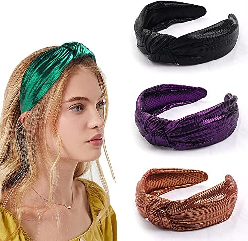 DZEREN Cerchietti E Fasce Per Capelli 4 Pezzi Fasce Per Capelli Oro Argento Twist Hairbands Glitter Headband Silk Bling Hair Hoop Accessori Per Capelli Donna