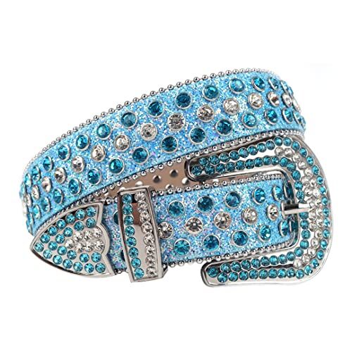 Dsimilarl Rosa Strass Cintura Femminile Di Cristallo Di Qualità Maschio Con Borchie Cintura Uomo Donne Ceinture Femme Cinto De Strass Per Jeans Decerative Blu Bianco 44 pollici