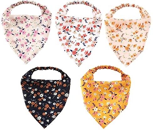 minkissy 5 Pz Per Bandana Per a Triangolo Bandane Floreali Per Per Da Donna Fasce Per Foulard Per Mancare Tessuto Stampa Sciarpa