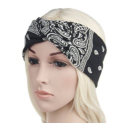 Wzxhew Fascia annodata Sport Floreale Intrecciato Elastico Donna Capelli Turbante Yoga Fascia Fascia Fascia (Nero, Formato Libero)