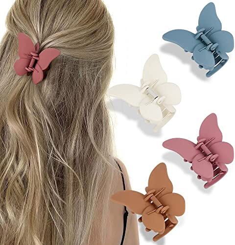 Diyfixlcd Fermagli per capelli a farfalla per ragazze 6,6 cm fermagli per capelli da donna 4 pezzi artigli opachi artigli per capelli a farfalla accessori per capelli fermagli per capelli sottili e medi regali