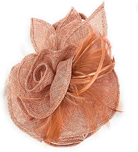 Caprilite Grande rosa polveroso a forma di goccia rosa sinamay piuma Fascinator fascia fascia per matrimonio corsa piattino cappello UK