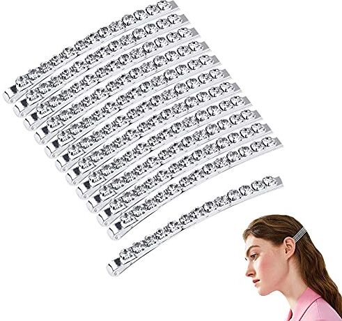 Jingying Clip di Capelli, 8 Pezzi Strass Perni di Capelli, Metallo Argento Fermaglio Capelli, Cristallo Forcine per Capelli, Perni di Capelli, Progettato per lo Styling di Femminile e Femminile, Feste