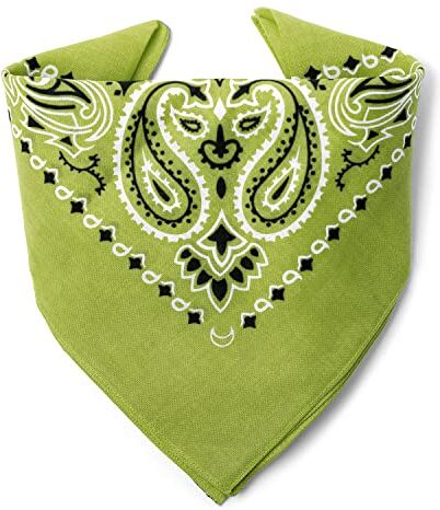 ...KARL LOVEN Bandana Verde Oliva Motivo Paisley 100% Cotone Spessore Superiore 20 Colori Esclusivi