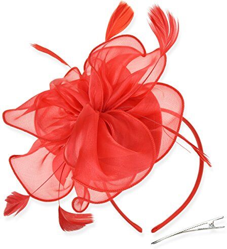 DRESHOW Fascinators per Capelli da Donna Fascinator Chapeau Nuptiale Plumes Cheveux Clip Accessoires Cocktail Royal Ascot