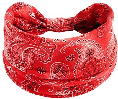 FGUUTYM Set di fascia per capelli da donna, yoga, hijab, fascia elastica antiscivolo, annodata, per corsa, bicipiti (rosso, taglia unica)