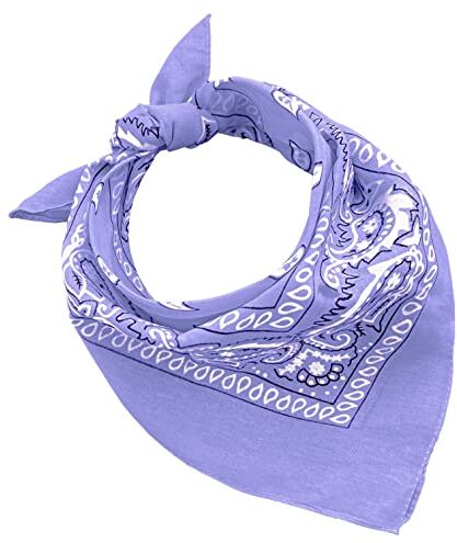 JOPHY & CO. BANDANA 100% cotone SET da 3/5/10 per Donna Uomo Bambini Unisex Tinta Unica e/o con Motivo Paisley COD. A (Set 1 pz, Paisley, Lilla)