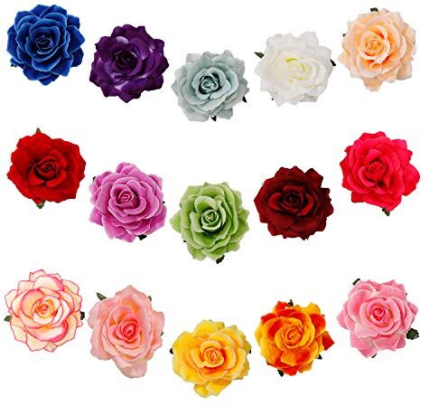 HONGXIN-SHOP Fiori per Capelli Rosa Clip di Fiori Multicolore Nuziale Fiore Capelli Clip Spiaggia Fermagli Capelli Barrette Accessori Festa di Nozze per Donna 15 Pezzi