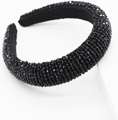 Generic Cerchietto Da Donna Crystal Beaded Hair Card Women's Prom Walk Wide Edge Fabric Headband Headwear (Colore : Schwarz, Size : One Size)