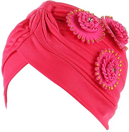 YWSTYllelty Fascia Elastica Capelli Headwear Turban Hat turbante Cap Cancer Floral Wrap Bohemian Hair Cap Ethnic Cover Heardband Cerchietto Bombato Fucsia