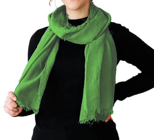 Unique Sciarpa Donna in Fibra di Bamboo Primavera Estate MADE IN ITALY Foulard Sciarpa Donna Leggera e Traspirante (Verde Acido)