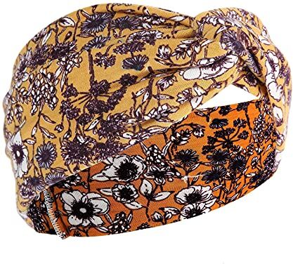 Generico Fasce annodate largo per le donne Stampa sportiva Leopard Elasticità Fascia per ragazze Fasce Moda Boho Yoga Fascia per Cappello Sciarpa Attaccato (Q, One Size)