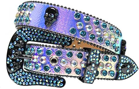 Dsimilarl Oro Western Strass Cintura Cranio Cintura Per Le Donne Degli Uomini Diamante Tempestato Moda Lusso Fibbia Jeans Vita Cinturones Para Mujer Colorato 42 pollici