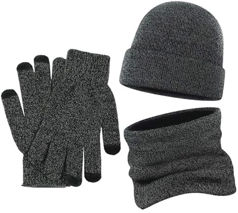 ZAGARO Set di guanti, sciarpe e cappelli, Set sciarpa e guanti per cappello lavorato a maglia unisex per adulti, Berretto invernale lavorato a maglia, scaldacollo, sciarpa e guanti touch screen, set