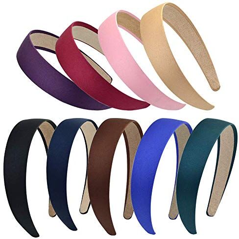 Amasawa 9 Pezzi Fasce Dure di Raso Fasce Cerchietti Antiscivolo Nastro Capelli Fasce Fai Da Te Accessori per Capelli Fasce Copricapo per le Donne Ragazze (8 Colori)