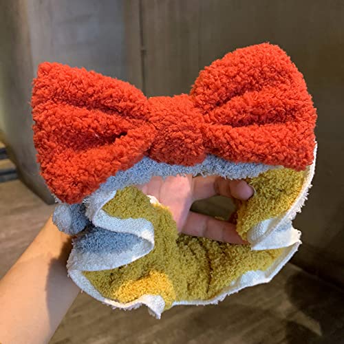 Generic Ragazza Big Butterfly End Hairband Female Face Wash Mask Special Net Red Wideening Coral Fleece Hair Hoop Princess Hair Accessories, Red [Yellow]