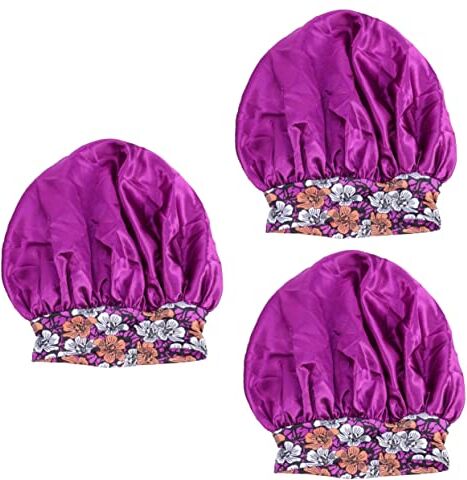 STAHAD Silk Cap 3Pcs Cuffia Doccia In Raso Hijab Nero Fasce Per Cappello Per Le Ragazza Dorme Cappello Cuffia Bagno Protezione Per Cuffia Per Adulti Silk’n