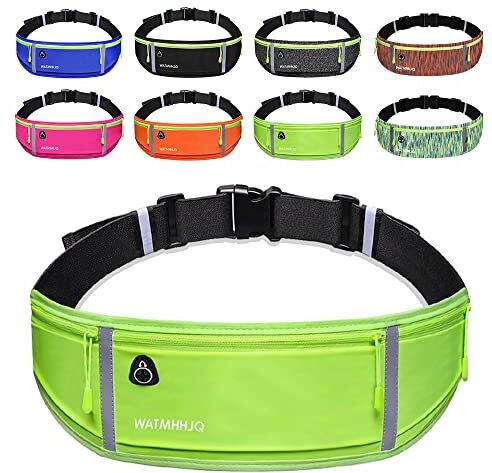 WATMHHJQ Marsupio da corsa per cellulare da uomo e donna, impermeabile, cintura da corsa per escursioni, fitness, corsa, regolabile, porta cellulare per iPhone Samsung (verde)