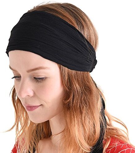 CHARM Da Donna Testa Sciarpa Turbante Incarto Festival Retrò Capelli Accessorio Nero